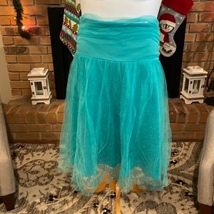 Kiyonna Teal Sparkle Party Skirt 3X